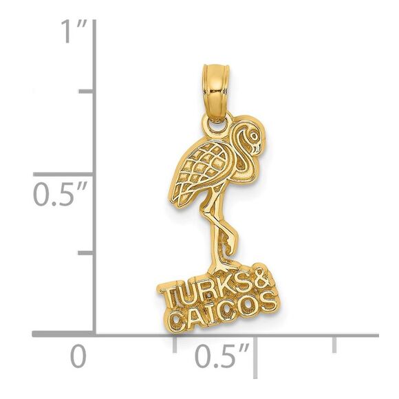 14k Yellow Gold TURKS & CAICOS Flamingo Charm